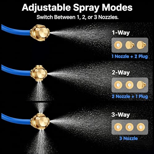 Benwanfee Standing Misters for Outside Patio Flexible Standing Outdoor Hose Misting Cooling System Height Adjustable and Portable Mist Sprinkler for Plants, Patio, Garden, Pool, 80 Inches by Benwanfee - Used condition - Image 2