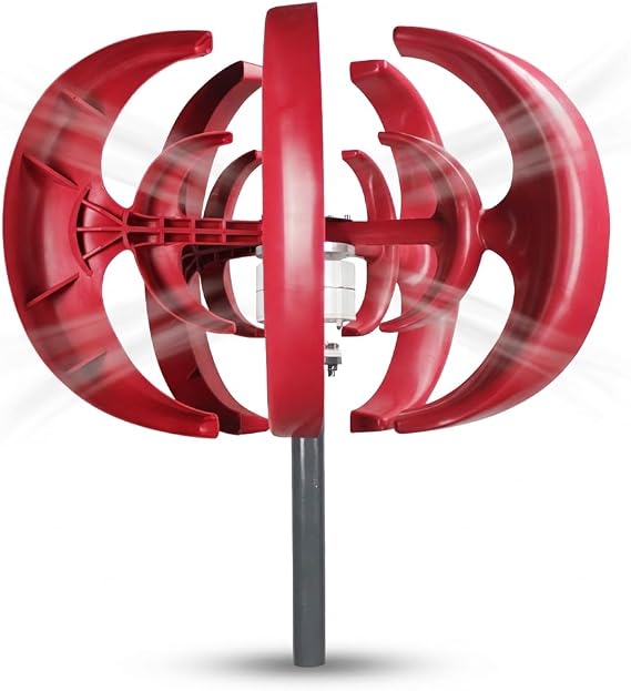 600W Wind Turbine Generator with Charge Controller, 12V Wind Mill Generator 1M/s Start Wind Speed, Vertical Axis Wind Power for Yard,Farm,RVs,Boats Off-Grid Power Systems Red