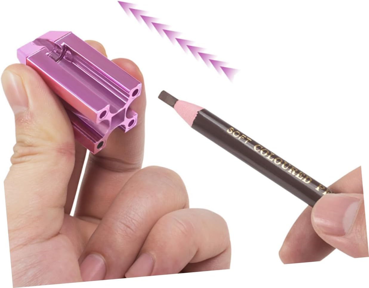 2Pcs Portable Cosmetic Sharpener Double Eyeliner and Eyebrow Pencil Sharpener for Women Beauty Salon Wear-Resistant Makeup Tool in Rose Pink