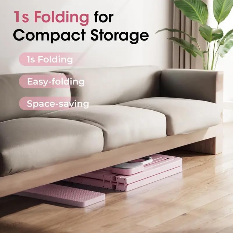 multi-functional pilates board, foldable home pilates reformer, ab & core strength workout equipment, 300lbs capacity, pink, 47.1 x 16 x 3 inches