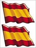 Autocollant drapeau ondulant 2 pièces Espagne sans bouclier. Résine 45 x 33 mm.