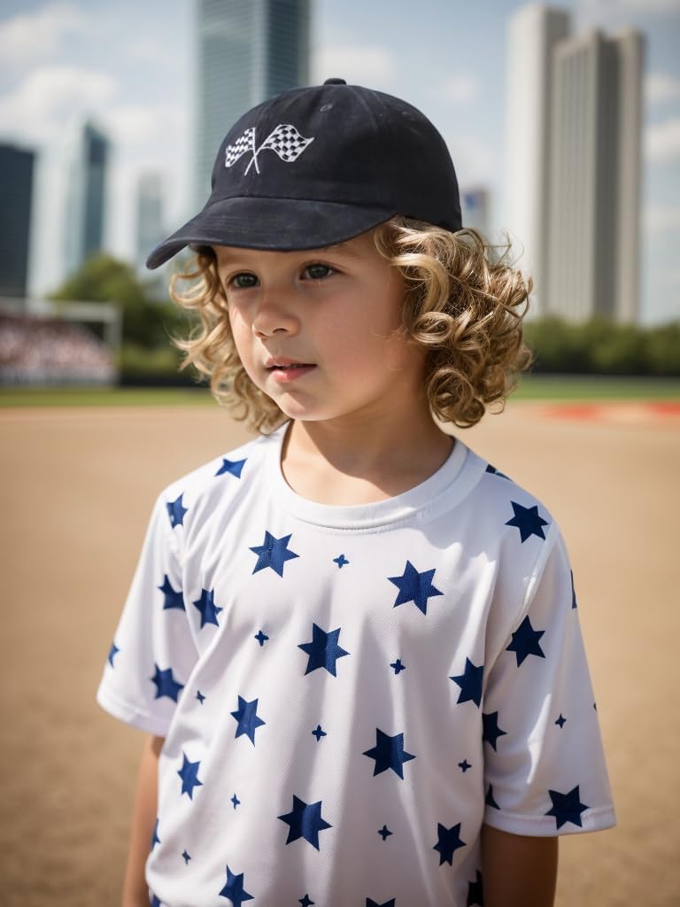 Kids Racing Car Flag Hat for Toddler Boys Ages 2-6, Adjustable Embroidered Washed Race Car Baseball Cap for Girls - Image 4