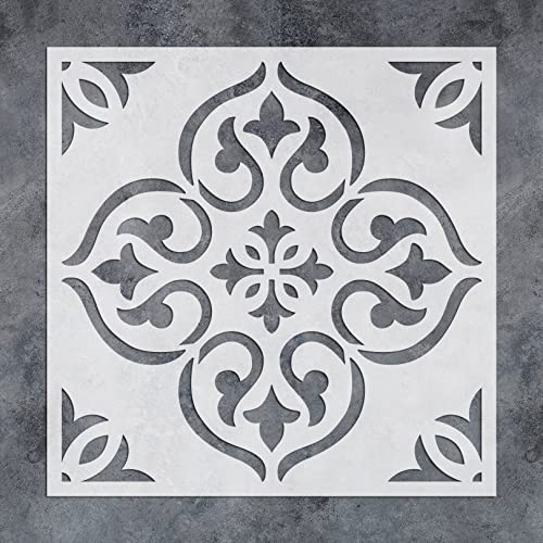 GSS Designs,Plantilla de azulejos marroquíes reutilizable de 12x12 pulgadas, plantillas de pared de 12x12 pulgadas, para pintar plantillas de hormigón para pinturas de patio para paredes y suelos