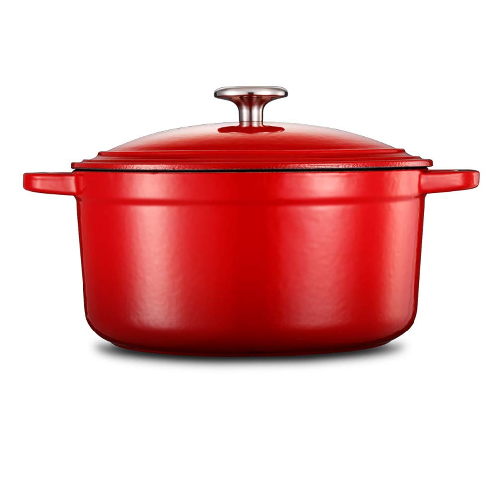 LOCGFFEnameled Cast Iron Dutch Oven, 2.6 L Enamel Coated Cookware Pot, with Lidm, Fast Thermal Conductivity, for Home Kitchen, Dining Room, Red