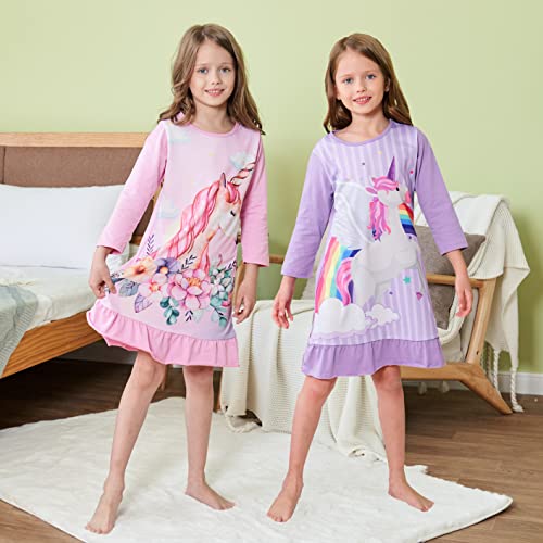 Girls Nightgowns Long Sleeve Cotton Night Dress 2-9 Years,Pack of 23