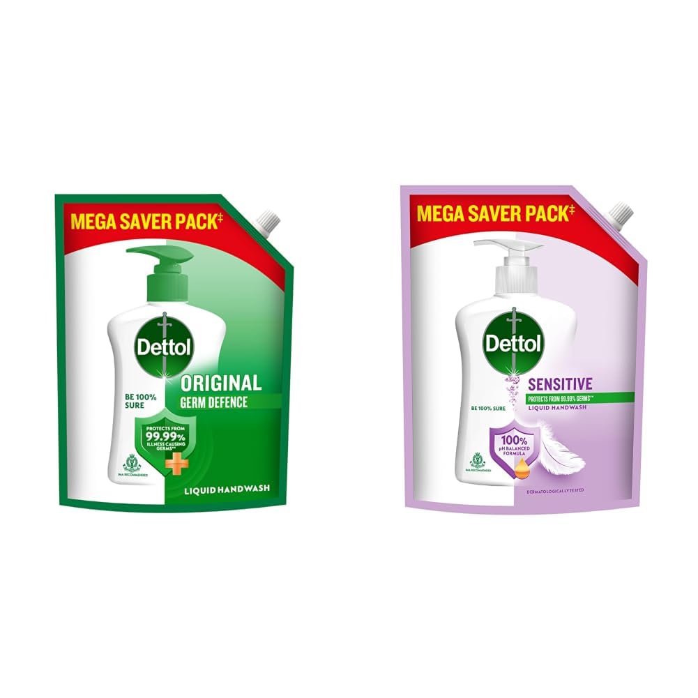 Dettol Liquid Handwash Refill - Original Hand Wash- 1350ml | Germ Defence Formula | 10x Better Germ Protection & Liquid Hand wash, Sensitive, 1350ml-image-23