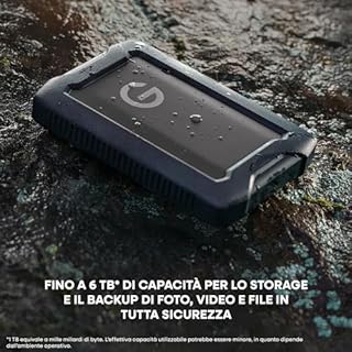 G-DRIVE ArmorATD 2TB, HDD portatile USB-C (5Gbps), USB 3.2 Gen 1, Thunderbolt 3, fino a 130 MB/s