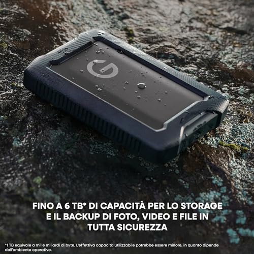SanDisk Professional 5TB G-DRIVE ArmorATD, HDD portatile USB-C (5Gbps), USB 3.2 Gen 1, Thunderbolt 3, fino a 130 MB/s, resistente all'acqua e alla polvere, agli urti e alle cadute - 2