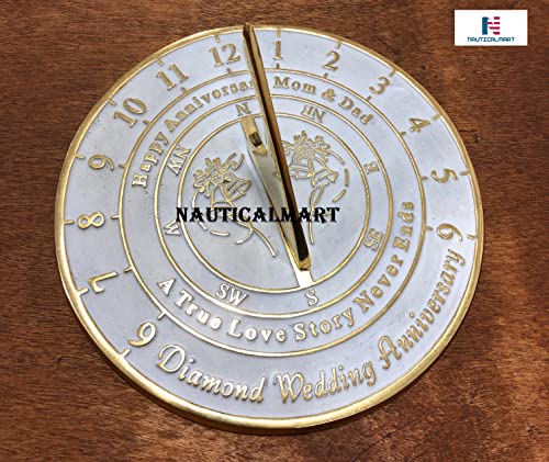 Nautical-Mart 60Th Diamond Wedding For Mom And Dad. Solid Metal Anniversary Sundial Gift Idea Is A Great Present For Your Parents To Celebrate 60 Years Marriage (Mom & Dad Diamond Anniversary) #TOP6