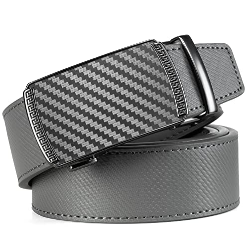 Image of Founders & C Men's Ratchet Belt 1 3 /8 inch,Leather Dress Belt Adjustable with Click Sliding Buckle Trim to Exact Fit