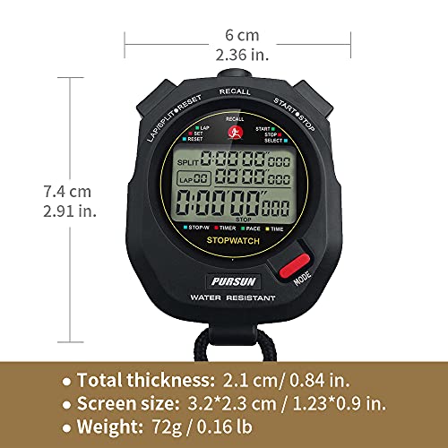 Professional Stopwatch Timer for Sports 100 Lap Stopwatch Digital Sports Stopwatch with Countdown Timer 100 Lap Memory 0.001 Second Timing Water Resistant by JUNSD - Used condition - Image 2