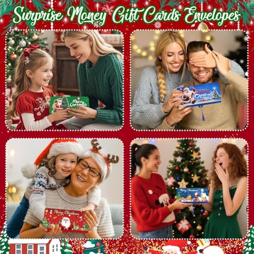 Pipihome Geldgeschenke Weihnachten, 6 Stück Weihnachts-Geld Geschenkkartenhalter mit 10 Fächern, Geldgeschenke Geburtstag Kollegen Freunde