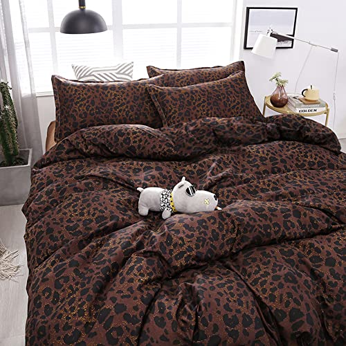 Leopard Duvet Cover Queen, Microfiber 3 Pieces Queen Size Cheetah Bedding Set, Leopard Print Duvet Cover Queen, 1 Duvet Cover +2 Pillowcases, With Zipper Closure, Durable, Easy Care (No Comforter) #TOP2