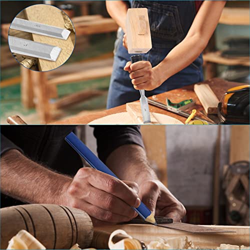 4-Piece Wood Chisel Set For Woodworking，2Pc Carpenters Pencils, Packed In Storage Chisel Pouch #TOP6