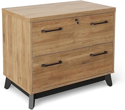 NBF Trenton Lateral File Cabinet with Hutch - 36" W Monarca Two Drawer File Cabinet - Office Lateral Filing Cabinets with Laminate and MDF Core - Modern Lateral File Cabinets for Home Office