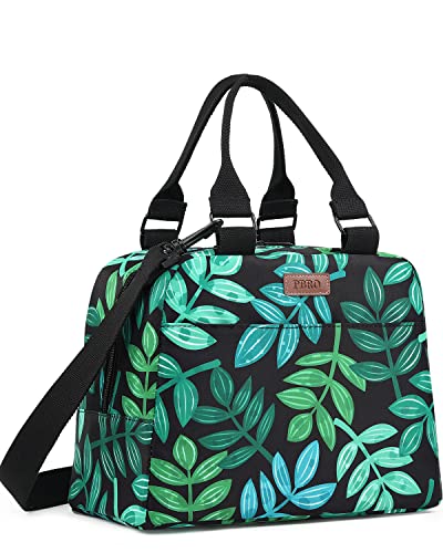 PBRO Insulated Lunch Bag for Women/Men,Large Reusable Lunch Tote with Adjustable Shoulder Belt,Cute Tree Leaves Portable Lunch Box Cooler Bag,Perfect for Girls Travel Picnic,Office,Working -Green