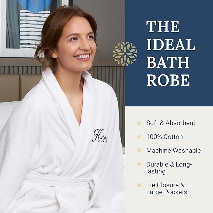 BEN KAUFMAN SALES CO Custom Bathrobes | 2pc Cotton Velour Personalized His and Hers Robes For Couples Monogrammed Bathrobe…2