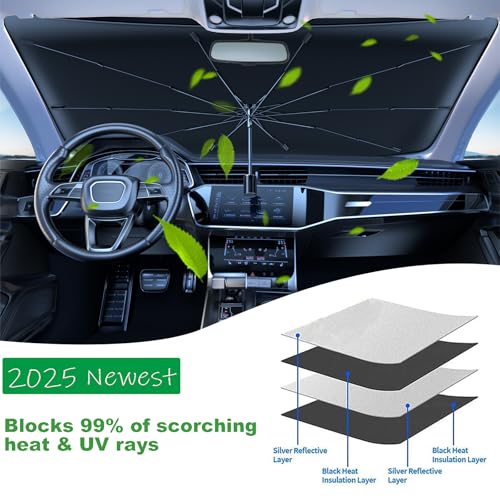 Image of Windshield Sun Shade Umbrella Car Sunshade Cover 31*57 inch Cartoon Eyes As Seen on TV UV Block Front Winshield Heat Insulation Protection (Red-Eyes)