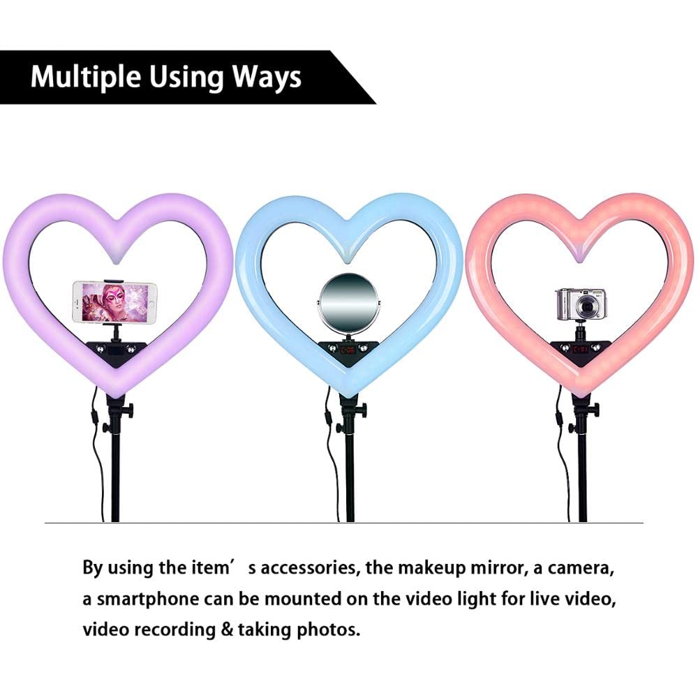 LELAMP Anneau Lumière 19 Pouces LED RGB lumière en Forme de Coeur Lampe de Photographie Lampe avec trépied pour l'enregistrement vidéo Maquillage Lumière d'appoint