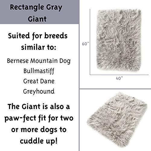 Puprug Faux Fur Memory Foam Orthopedic Dog Bed, Premium Memory Foam Base, Ultra-Soft Faux Fur Cover, Modern And Attractive Design (Giant - 60" L X 35" W, Gray Rectangle) #TOP5