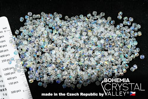 1.8 oz (50g, Approx. 600pcs) of Faceted Fire Polished Pressed Czech Glass Beads 4mm (0.16in), Crystal AB 00030-28701 BCV - Image 2
