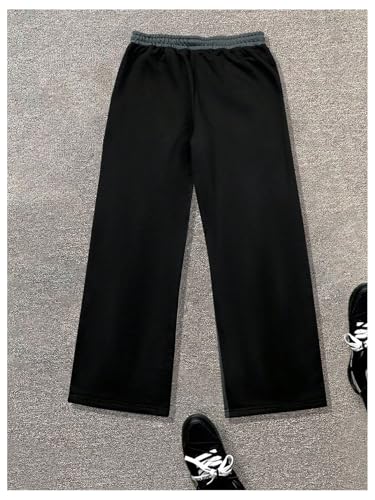 GORGLITTER Men's Baggy Sweatpants Color Block Patchwork Drawstring Sweatpants Casual Wide Leg Track Pants2