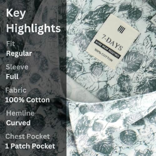 Image of 7-DAYS Men's Premium Formal Printed Shirt - 100% Cotton, Regular Fit, Full Sleeves, with Pocket - Stylish for Special Occasions.