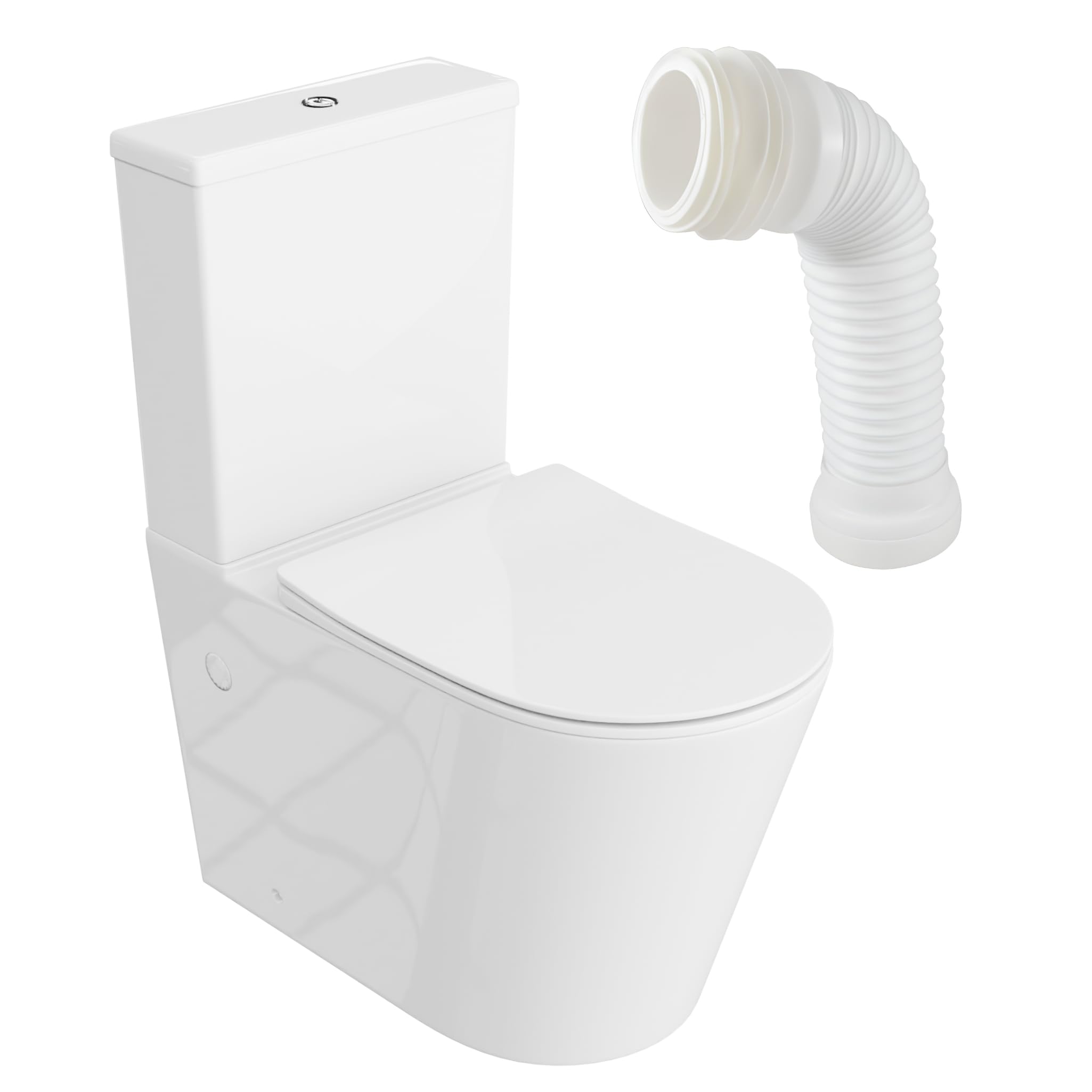 LAVITA Toilettes individuelles avec chambre de chasse intégrée ANTON BLANC Kit complet abattant wc avec fonction abaissement, WC céramique Rimless, système de rinçage TORNADO