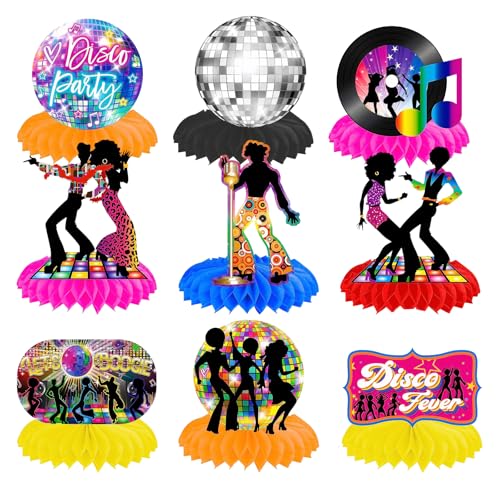 9Pcs 80s Disco Party Table Decorations, Back to 70s Honeycomb Centerpieces Colorful Disco Party Favors Paper Decor for Kids Adults 90s Disco Party Decorations