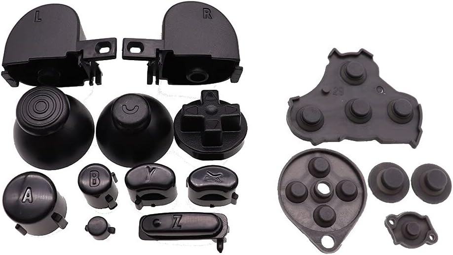 1 Set Colorful Complete Full Button Set with Rubber Conductive Buttons for Gamecube GC Controller (Black)