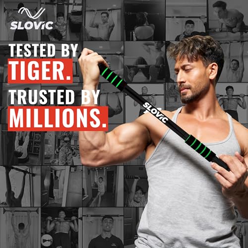 Image of Slovic Pull up Bar for Home for Kids & Adults [100 KG] | Pull up Bar Wall Mounted with Anti-Skid Grip | No-Drill Installation Pull-up Bars for Home Workout | Gym Equipment for Home Workout (62-100 CM)