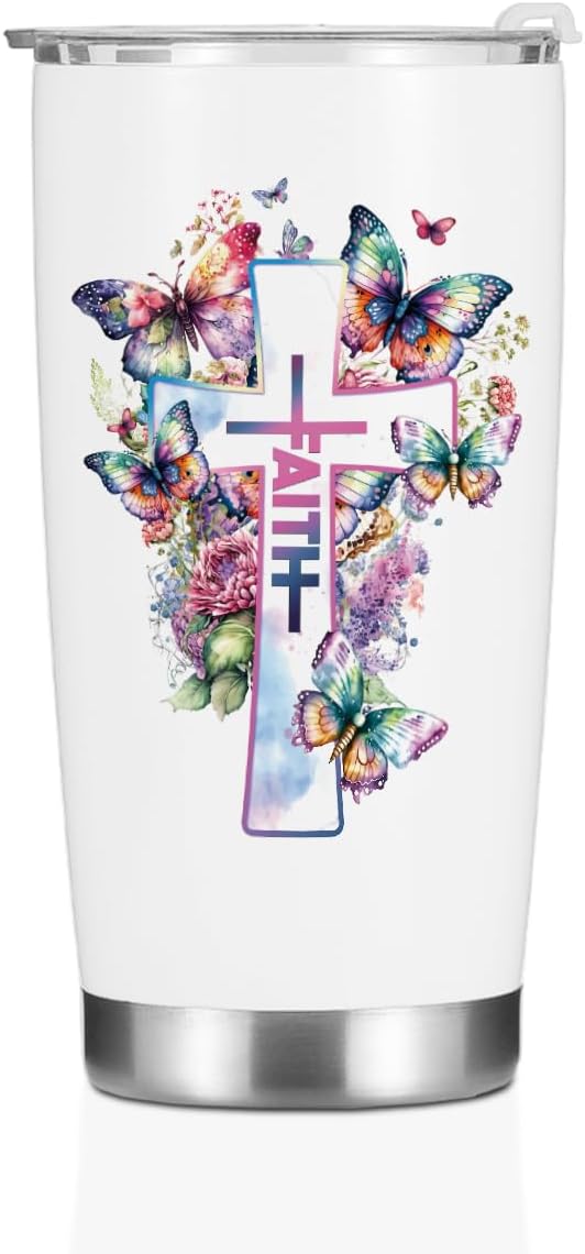 Christian Gifts for Women Sister Tumbler, Inspirational Bible Verse Butterfly Gifts Birthday Christmas, Faith Religious Coffee Mug Stainless Steel Vacuum Insulated Double Wall Travel Cup with Lid