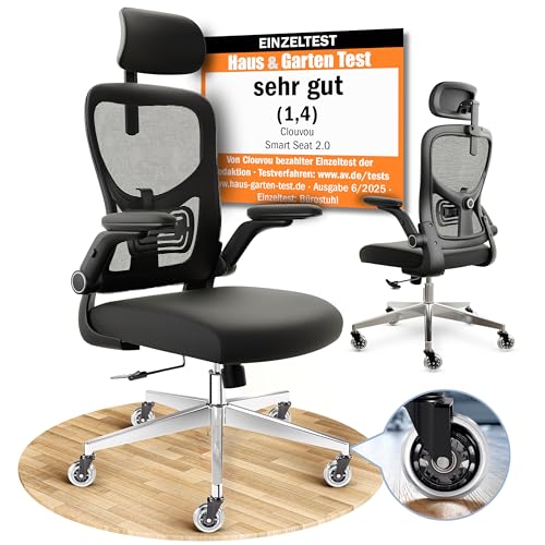 CLOUVOU SmartSeat Bürostuhl Ergonomisch [TESTSIEGER] Schreibtischstuhl 100% individuell einstellbar | Büro Stuhl & Gaming Stuhl | Computerstuhl Home Office Chair Ergonomic | Drehstuhl 150 kg