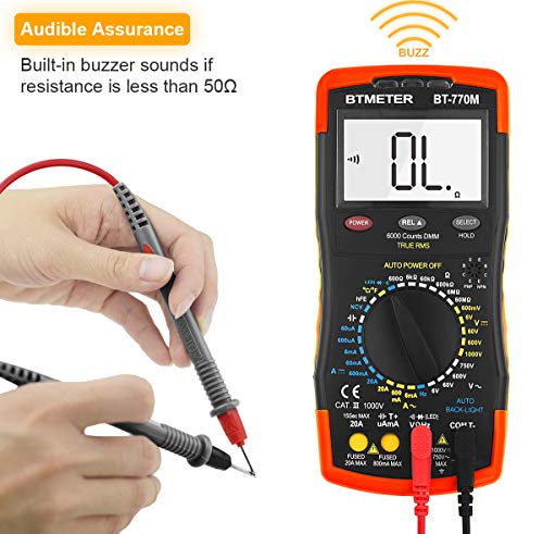Digital Multimeter Trms 6000 Count, Btmeter Bt-770M Auto/Manual Ranging Dmm Electrical Meter Tester For Ac/Dc Amp, Ac/Dc Volt, Ohm Capacitance Frequency Continuity Temperature Ncv, Auto Backlight #TOP1