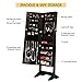 LANGRIA Lockable Jewelry Cabinet Jewelry Armoire with Mirror Jewelry Holder Organizer Storage, 4 Angle Adjustable, Brown