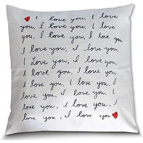 Petite Lili -(I Love You - 2 Years for Couple -Valentine Gift -Love Throw Pillowcase Cushion Cover - Cotton Traditional Gift for 2 Years Anniversary 18x18 inches (No Insert) Cover