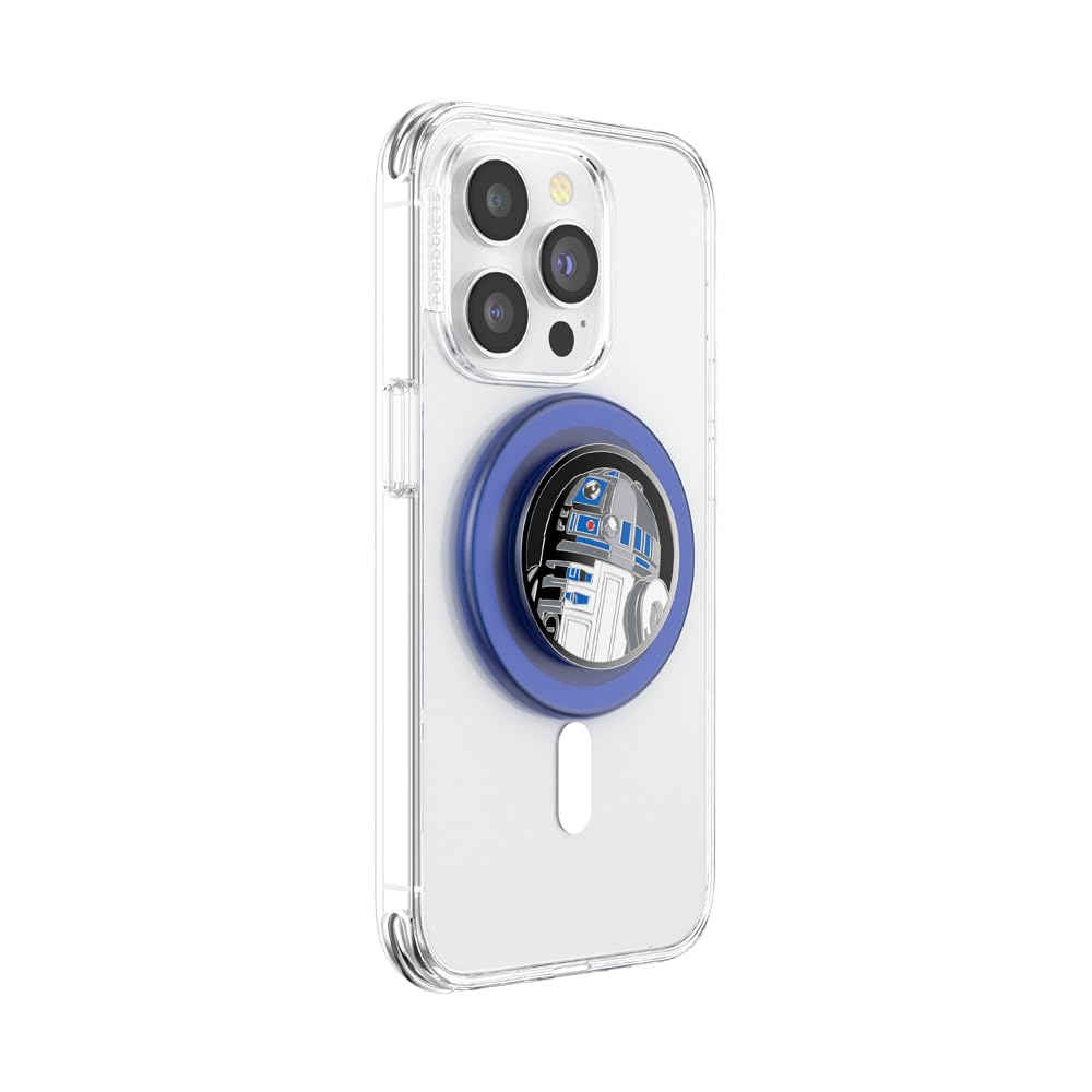 PopSockets Phone Grip for MagSafe with Kickstand, Magnetic Stand, Swappable Top, Secure Hold for iPhone MagSafe Cases, Phone & Tablet Grip, Starwars - Enamel R2D2