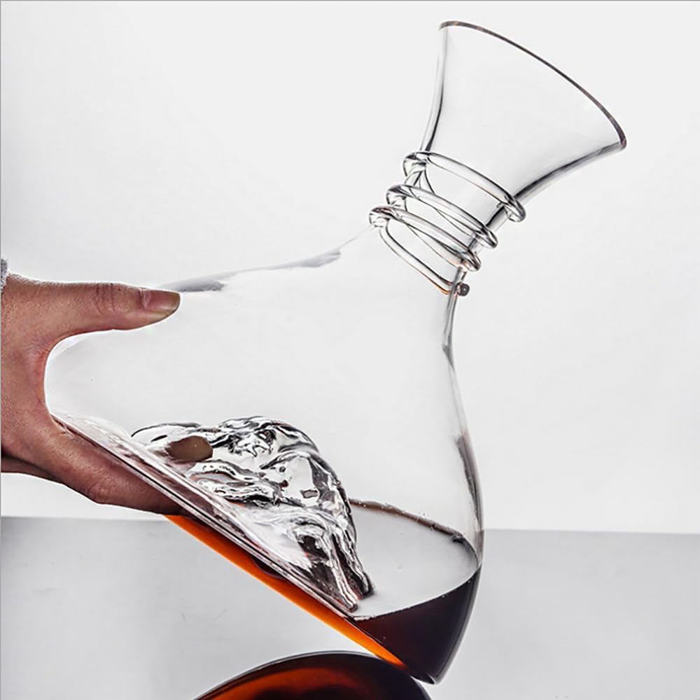 Decantador de Vino Tinto de 1800 ml, Decantador de Vino de Cristal Iceberg, Aireador de Vino rápido para el hogar Decantador de Jarra de Vino soplada a Mano para Amantes del Vino