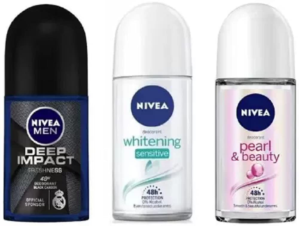 NIVEA Deodorant Roll-On Combo, Whitening sensitive, Pearl & Beauty, Deep Impact, 50 Ml Each Deodorant Roll-on - For Men & Women (150 ml, Pack of 3)-image-16