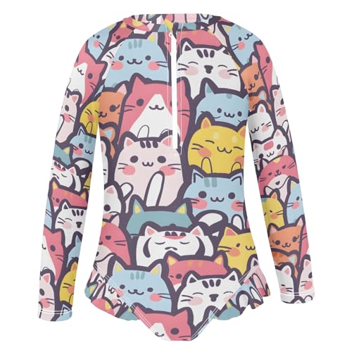 Toddler Swimsuit Girl Bathing Suit Swimwear Rash Guard Cats Long Sleeve 3T2