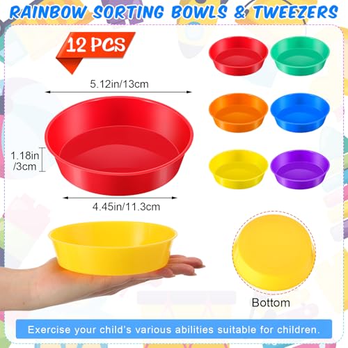 Image of 12 Pcs Sorting Bowls for Preschool 6 Colors Counting and Sorting Bowls for Toddlers Early Math and Fine Motor Skills STEM Sets Gift for Toddlers Kids