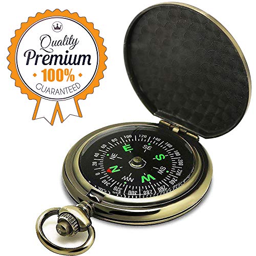 ydfagak Compass Premium Portable Pocket Watch Flip-Open Compass Camping Hiking Compass Outdoor Navigation Tools (Copper)