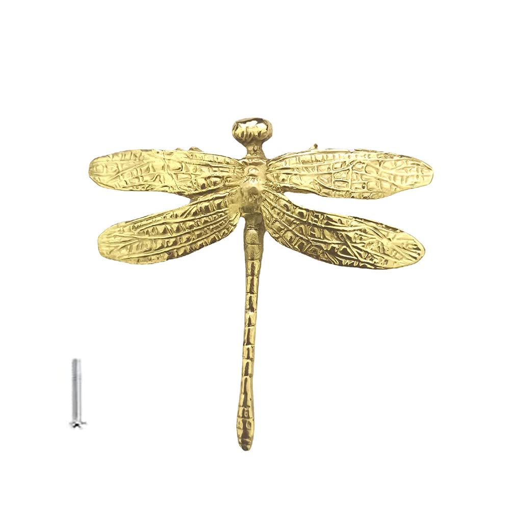 Pomelli creativi per cassetti, pomelli per mobili dal design a forma di libellula, pomelli per cassetti in ottone con vite per armadi, guardaroba, armadietti, comò (4PCS)