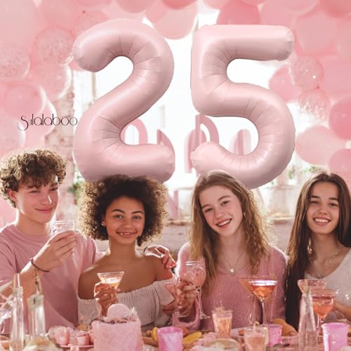 Image of 40 Inch Light Pink Number 25 Balloon 0-9 25th Foil Big Giant | Digital for Birthday Anniversary Graduation Decorations