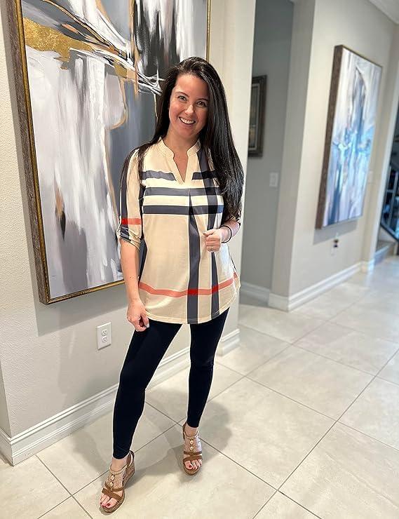 Quinee Nursing Tops for Breastfeeding Maternity 3/4 Rolled Sleeve Breastfeeding Shirts for Women - Image 3