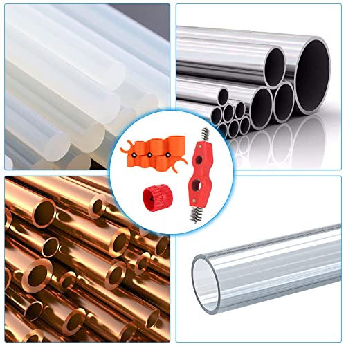 Koamke 3Pcs Deburring Pipe And 1/4'' - 1'' Depth Gauge Tool Set, Copper Pipe Cleaner And 1/8'' To 1-5/8'' Inner Outer Reamer Set For Pvc Ppr Copper Brass Aluminum Pipes (Red) #TOP5