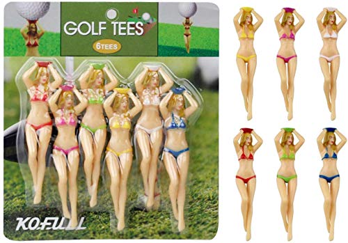 Kofull Tees de Golf de Plástico Mezcla Interesante de Colores Mujer Tees Cuerpo Desnudo Accesorios de Golf 3'(Bronce)