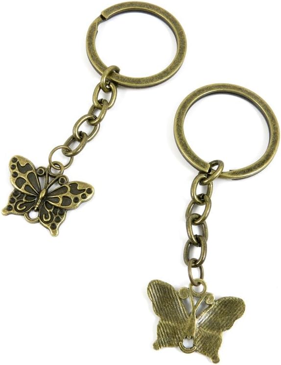 Antique Bronze Keychain Key Chain Tags Keyring Ring Jewelry Making Charms Supplies KC0359 Butterfly
