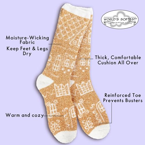 Image of World's Softest Cozy Collection Crew Socks - Smooth Multi Colors Cozy Socks - Knit Top Holiday Spirit Fashion Socks