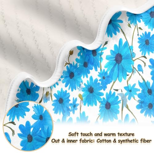 Burbuja Blue Daisies Baby Blanket for Boys Girls, Nursery Soft Warm Swaddling Receiving Baby Blankets, 30x40 in Toddler Blanket2